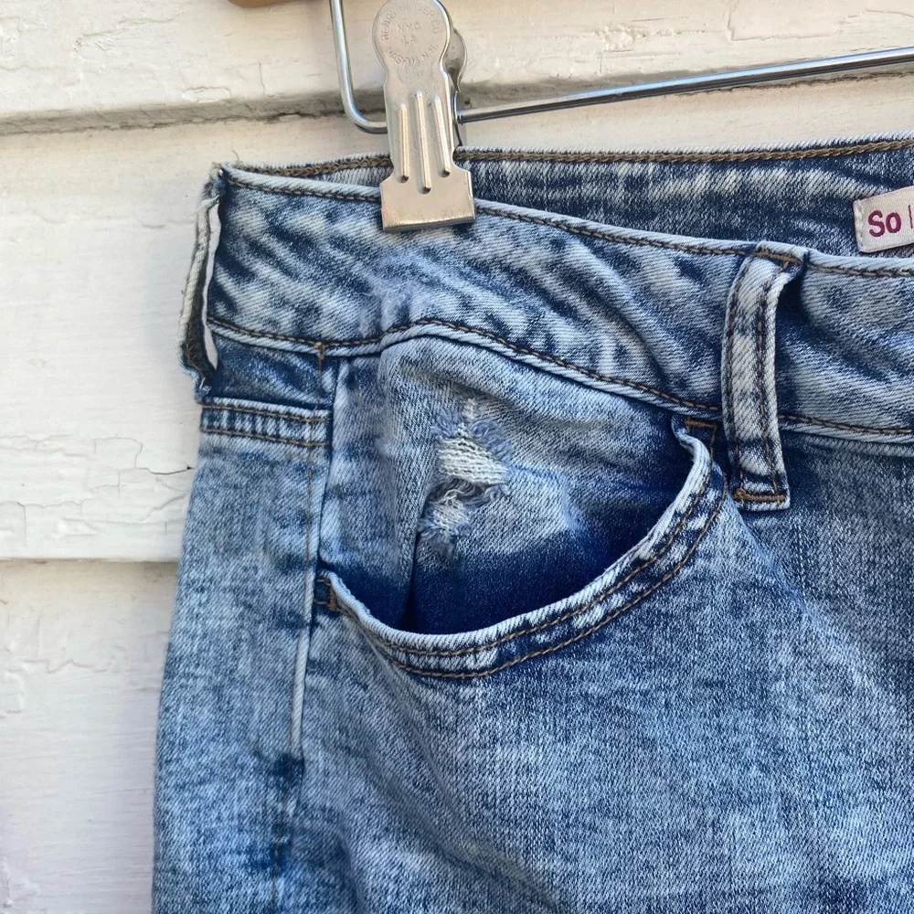 SO Blue Skinny Distressed Jeans Stretchy Denim Pants - Picture 3 of 9